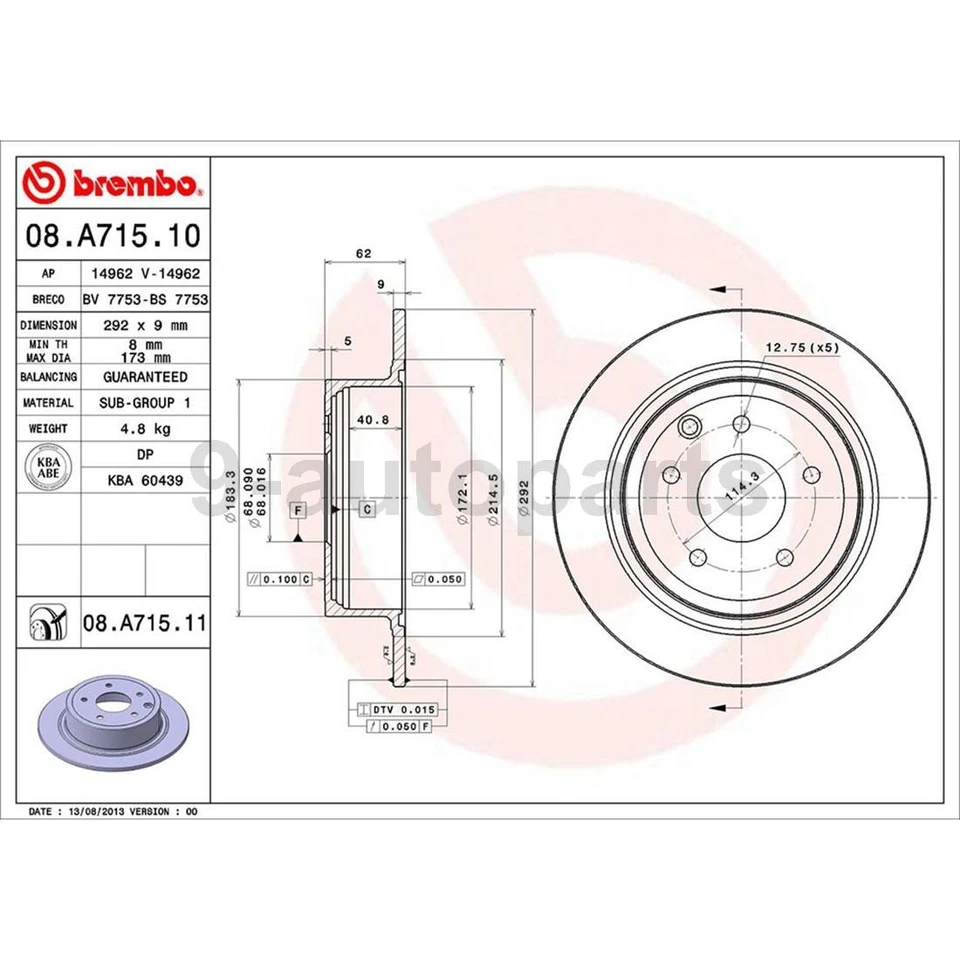 Rotores de freno de disco delanteros traseros Brembo OE para Nissan Altima 2002-2006 Foto 2 de 4