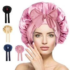 Satin Bonnet Silk Bonnet Hair Bonnet for Sleeping  Double Layer  Hair Bonnet wit