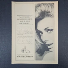 1964 Max Factor Pure Magic Makeup Cosmetics Vintage Print Ad Compact Cake Tube