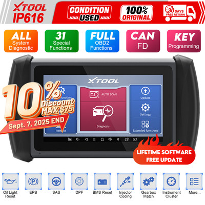 XTOOL USED IP616 All Systems Diagnostic Scanner Auto OBD2 Key Coding Tool CANFD