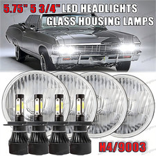 For 58-75 Chevy Impala El Camino 4pcs 5.75 5 34 Round Led Headlights Hilo