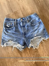 Levi's 501 Women s Blue Denim High Rise Cut Off Shorts 5-Pocket W29