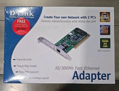 D-Link DFE-530TX+ 10/100Mb PCI Fast Ethernet Adapter, 2001, NIB SEALED!