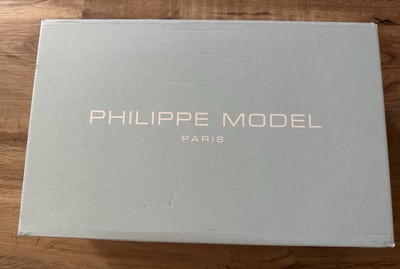 Philippe Model Paris Tres Temple Low Woman Veau Blanc Noir Sneakers Shoes Size 7
