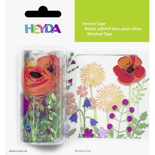 Heyda Decorative Cling Vinyl Window Tape 2m x 7.5cm - Flowers
