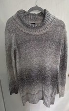 AB Studio Tunic/Sweater Dress Marled Gray Knit Stretch Medium comfy cozy preppy