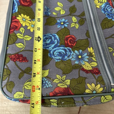 Vtg 70s Mid Century Floral Print Luggage Bag Suitcase Japan
