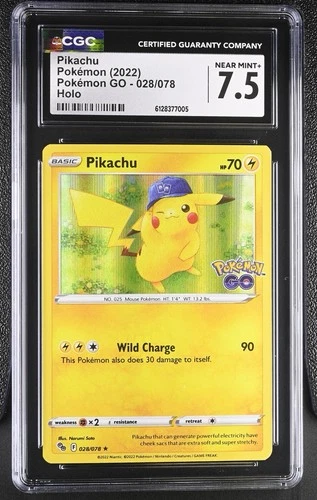 Pokemon GO Pikachu 028/078 Holo Rare CGC 7.5 MINT