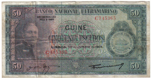 GUINEA PORTUGAL 50 ESCUDOS 1964 PICK 40A LOOK SCANS