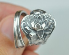 Solid 925 Sterling Silver  Lotus Flower Flora...