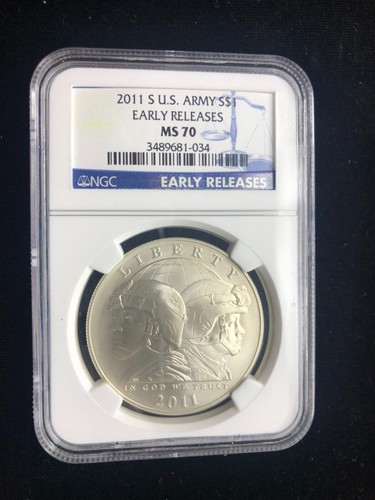 2011 - US Army Commemorative Silver Dollar NGC MS70