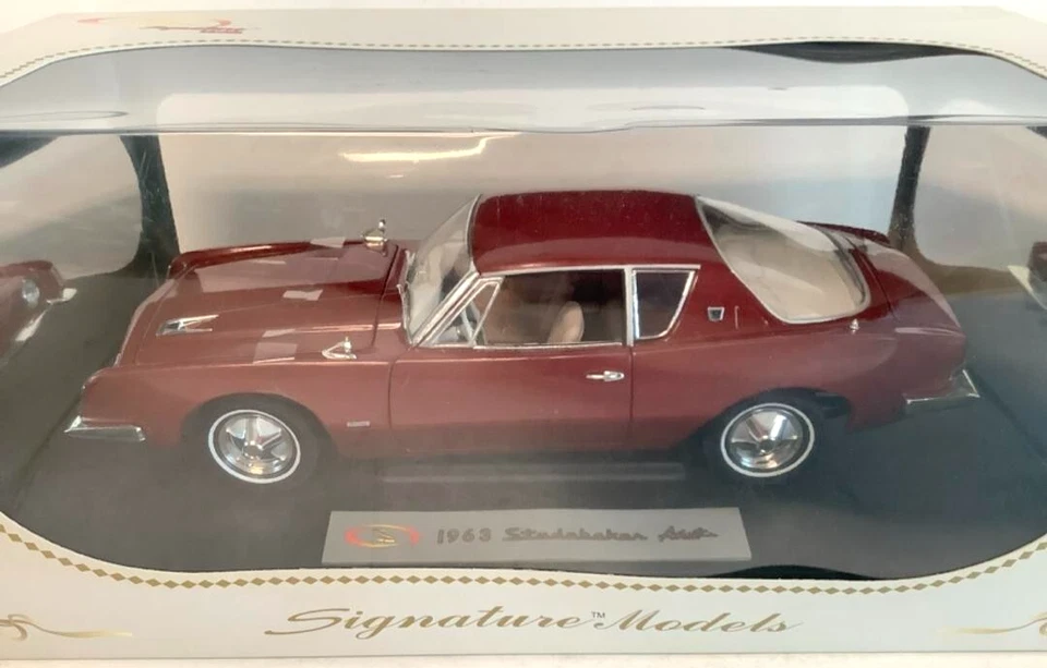 NEW Signature Models 1963 Studebaker Avanti MAROON DARK RED Diecast Car 1:18 - Image 2 of 4