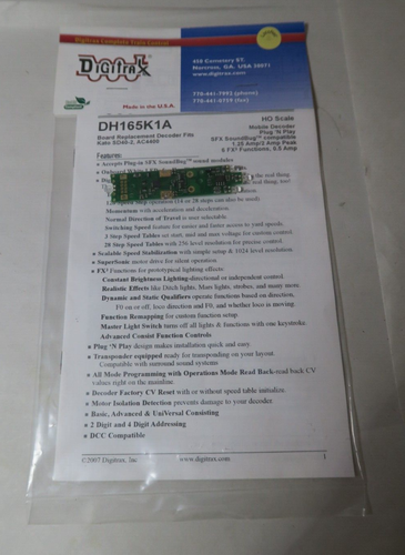Digitrax DH165L0 1.25 Amp HO Scale Mobile Decoder Fits Many Lifelike Gp7 Sd60 Locos - Foto 9