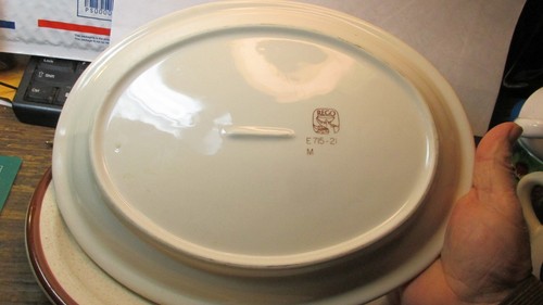 2 Rego E715-21 Brown Rim Speckle 11.75" Restaurant Ware Oval Serving Plates - Picture 3 of 5