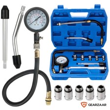 11PCS Petrol Engine Compression Tester Kit Fuel Cylinder Pressure Gauge Tool Set