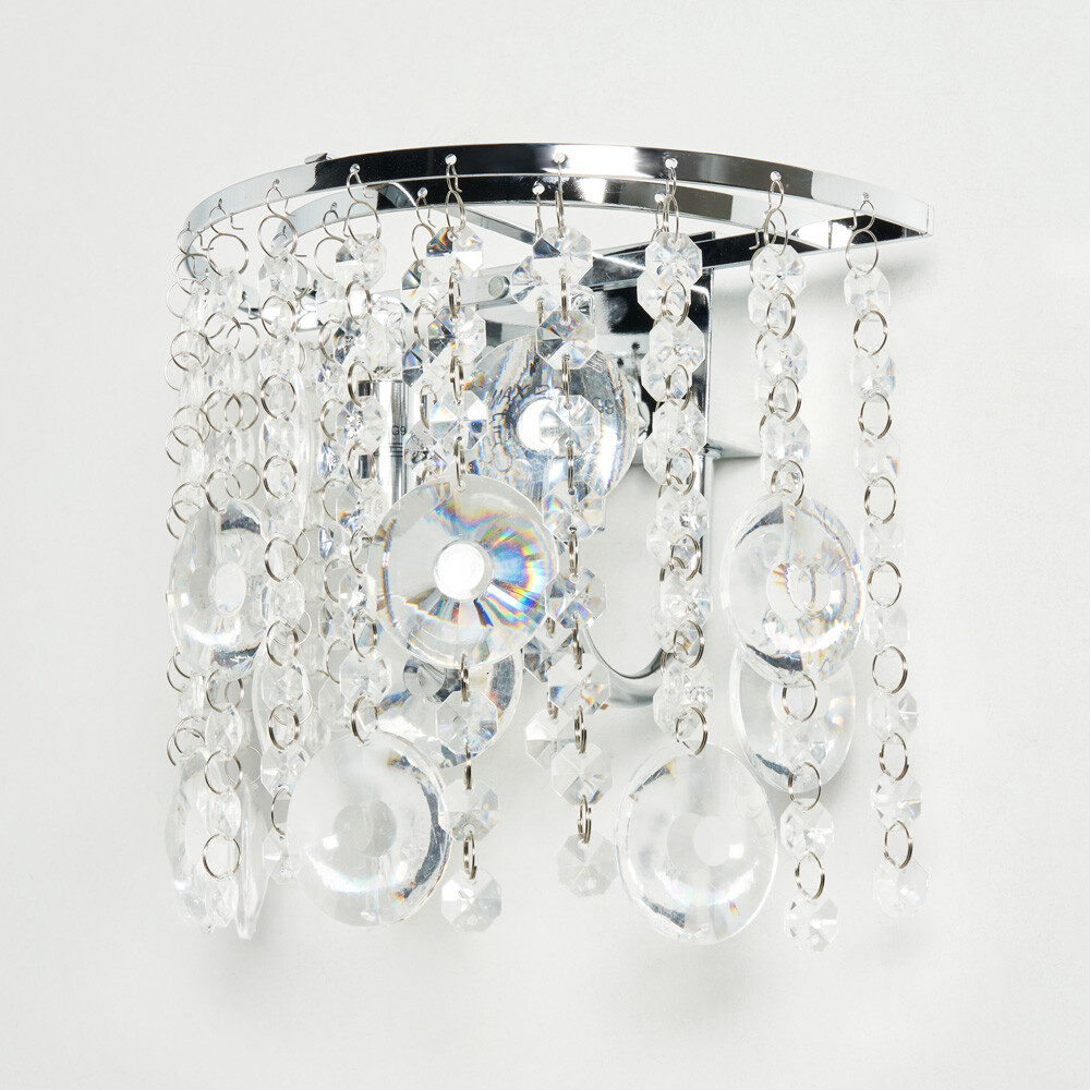 Litecraft Wall Light Chandelier Crystal Effect 2 Arm - Polished Chrome Clearance