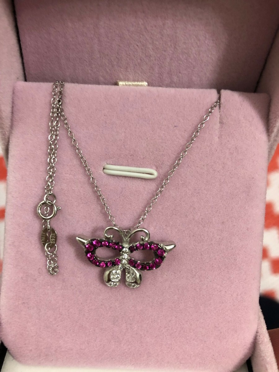 Purple Pink Butterfly Necklace Pandora 925 Sterling Silver