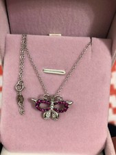 925 Sterling Silver Zirconia Crystal Butterfly Pendant Necklace Chain Gift D17