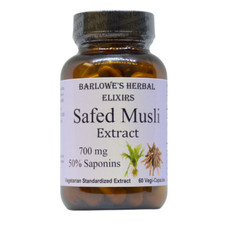 Safed Musli Extract  650mg  50 Saponins  Stearate Free  Glass Bottle