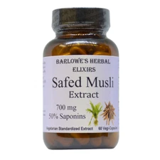 Safed Musli Extract | 650mg | 50% Saponins | Stearate Free | Glass Bottle