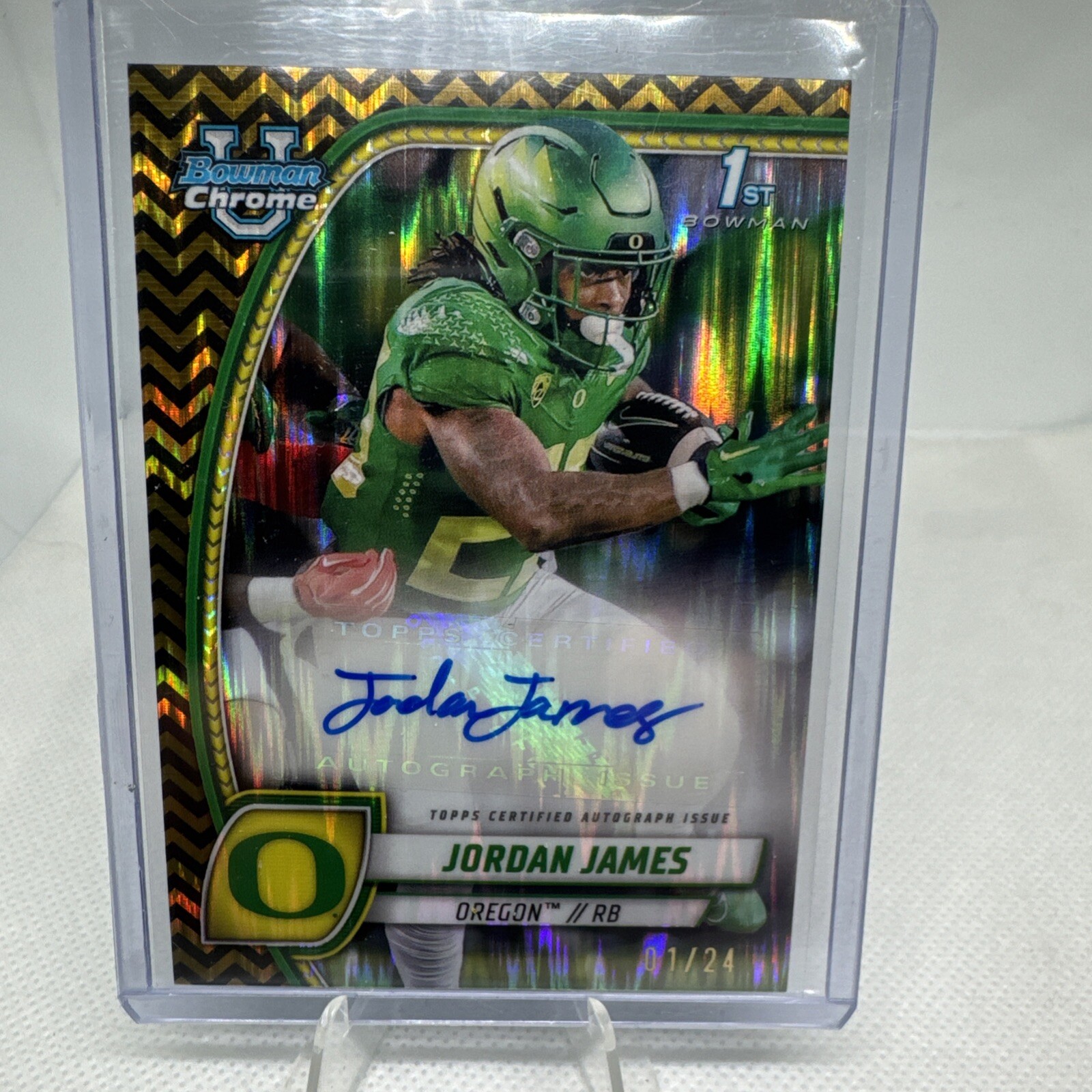 2024 Bowman Chrome University Jordan James #PA-JJA Black Gold Stealth Auto 1/24