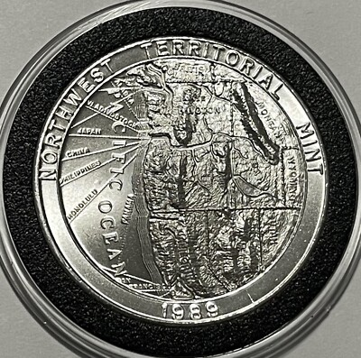 1989 Pacific Northwest Aerial View Coin 1 Troy Oz .999 Fine