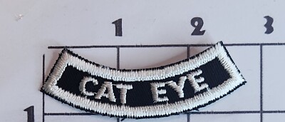 Cat Eye Patch Black White Embroidered Iron on Vintage Uniform Costume Upcycle