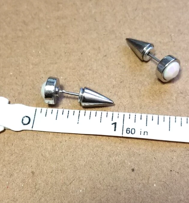 Silver Tone Multi Color Rhinestone Fake  Ear Taper Cheater Expander Stretcher - Image 4 of 4