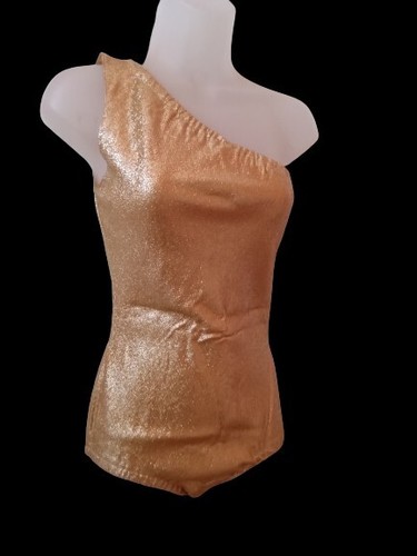 Vintage 60s Gold Lurex Playsuit Romper Bodysuit Costume Viva Vegas Tiki Oasis S