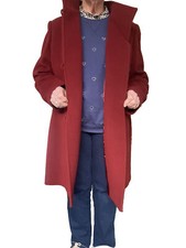Smart Jaques Vert Burgundy Rust Red Wool High Neck Long Winter Warm Coat 16 =