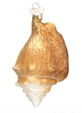 Golden Seashell Blown Glass Christmas Ornament by Old World Christmas