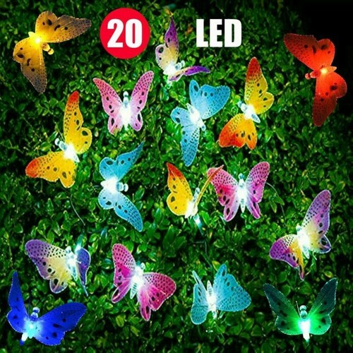 2 Packs Optic Butterfly Solar String Lights Christmas Fairy Garden Lights Decor - Picture 3 of 12