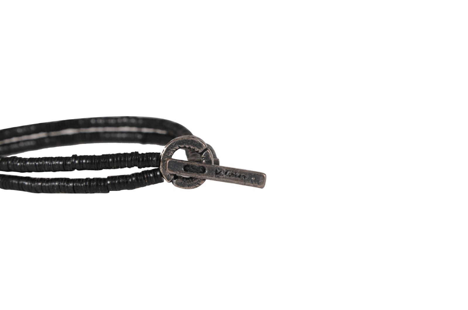 M Cohen by Maor Black Waxed Leather .925 Silver Double Rope Wrap 