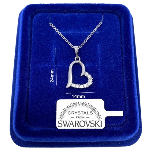 Collana Cuore Stilizzato Orecchin pl. oro Bianco 18k con Cristalli Swarovski S84 - Foto 3 di 3
