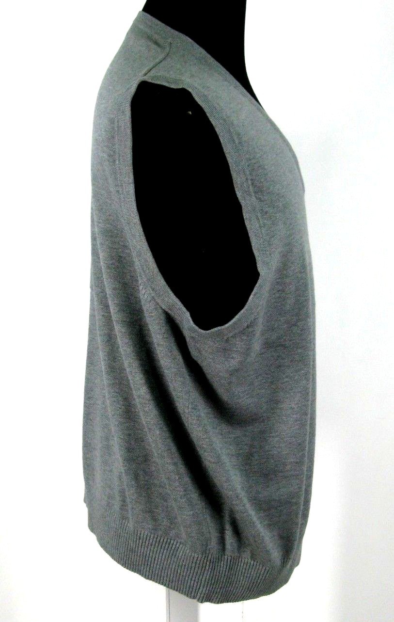 Lands End Sweater Vest XL 4648 Gray Cotton Knit Pullover VNeck Men
