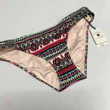 NWT Shade  Shore Beach Strappy Side Bikini Bottoms Floral Geometric Pink M