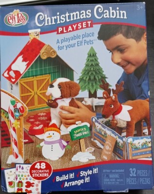 Elf on the Shelf Pets Christmas Cabin Playset Deer St. Bernard NEW in Box