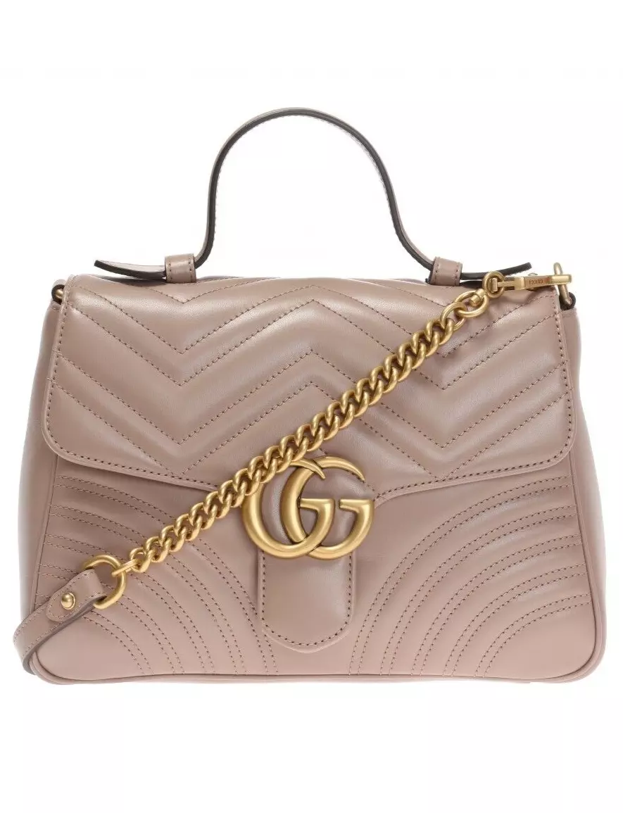 Gucci GG Marmont Medium top handle Leather Shoulder Bag Dusty Pink
