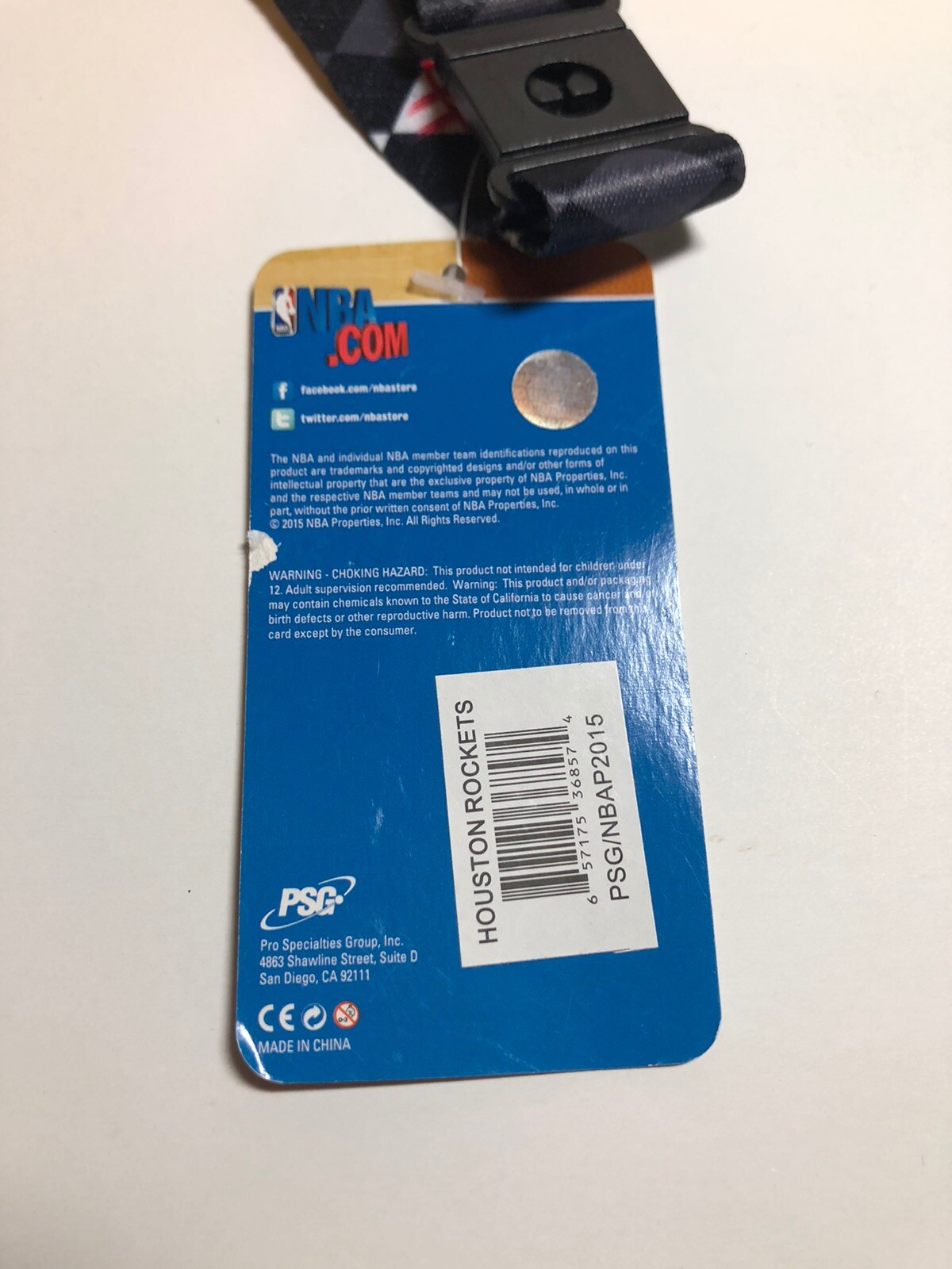 Houston Rockets NBA Argyle Pattern Lanyard Soft Keychain Double Sided