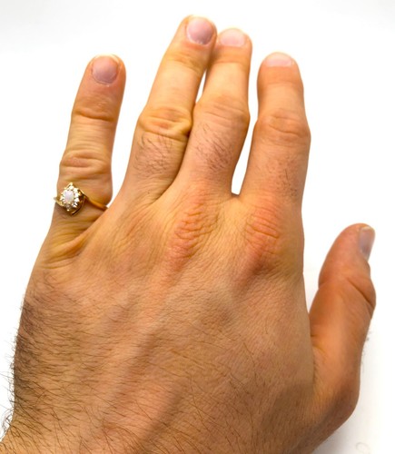 14k Gold Ring with natural Opal and 0.13cts of Diamonds Size: 6.5 - Picture 9 of 9