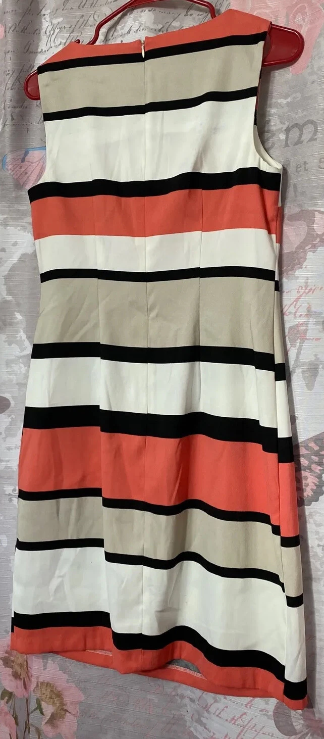 Abito da donna bianco a righe Alyx foderato in guaina taglia 6 poliestere lunghezza ginocchio