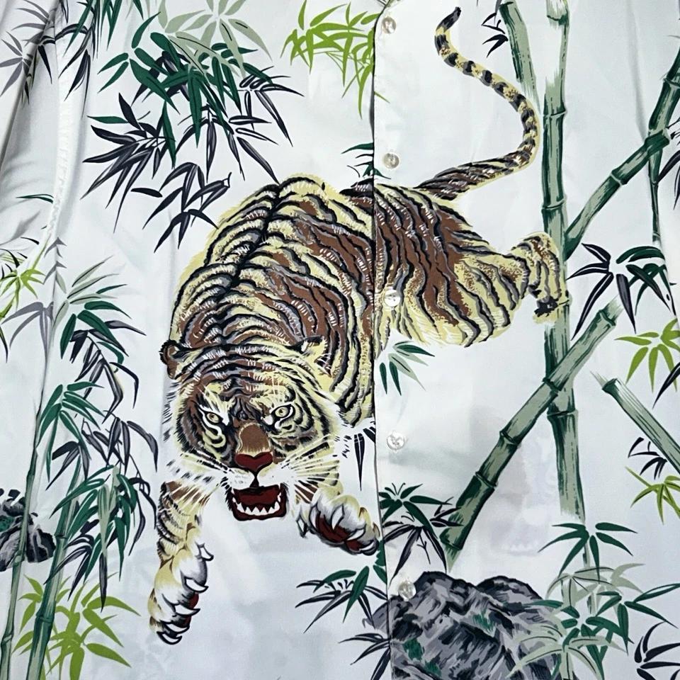 罕见!! 日本品牌 Box OFFICE ISLAND 日本 MOTIF TIGER 夏威夷衬衫 尺寸 M — 第 2/4 张图片