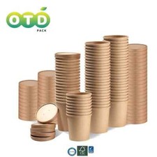 25/50Pack Kraft Paper Containers with Lids Eco Friendly Disposable Paper Cups