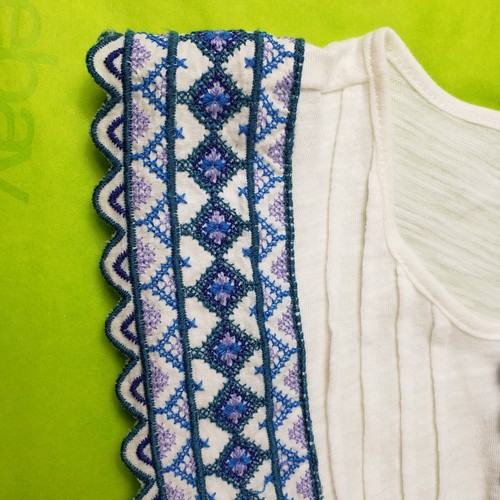NWOT By Anthropologie Sigrid White Blue Embroidered Top SMALL Keyhole Tie Front - Picture 8 of 14