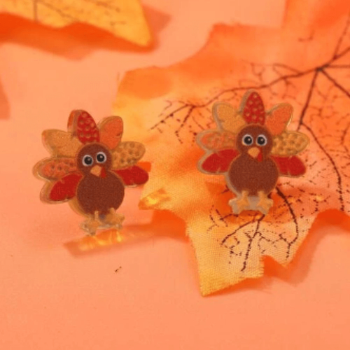 NWT, Thanksgiving Day Cartoon Chicken Stud Earrings