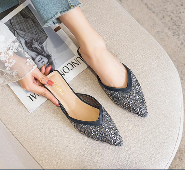 PANTOFOLA D’ORO Paillettes donna 2024 strass senza tacco moda slip punta