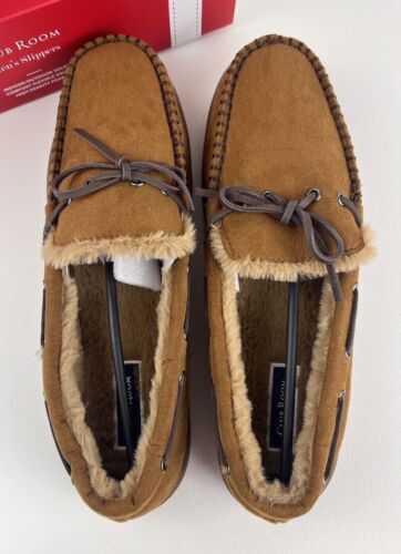 Club Room Men's Moccasin Slippers tan small 6/7 slip on