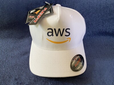 Amazon Web Services AWS Flexfit Yupong Cap Mütze Kappe Weiss L-XL NEU Ungetragen