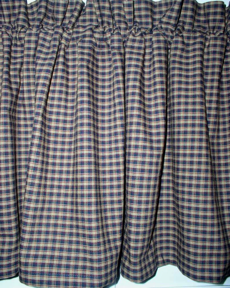 Xadrez americano marinho Homespun Valances camadas primitivas cortinas country cabine - Imagem 4 de 4