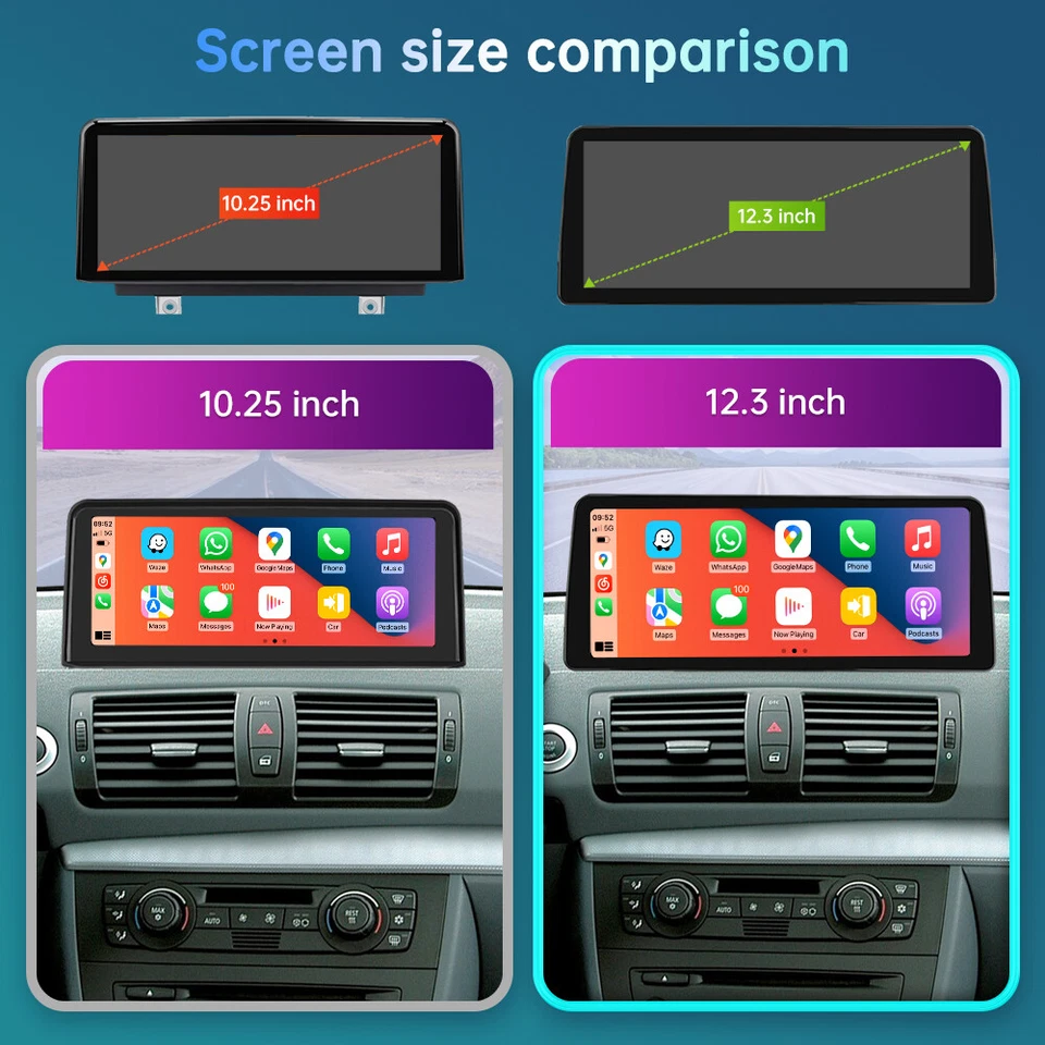 10.25'' Wireless CarPlay Car Touch Scree For BMW 1 Series E81 E82 E87 E88 CCC - Image 4 of 4